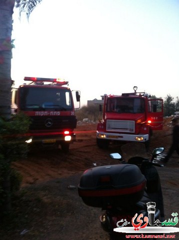 حريق هائل في  احدى الاحراش بين كفرقاسم وكفربرا 